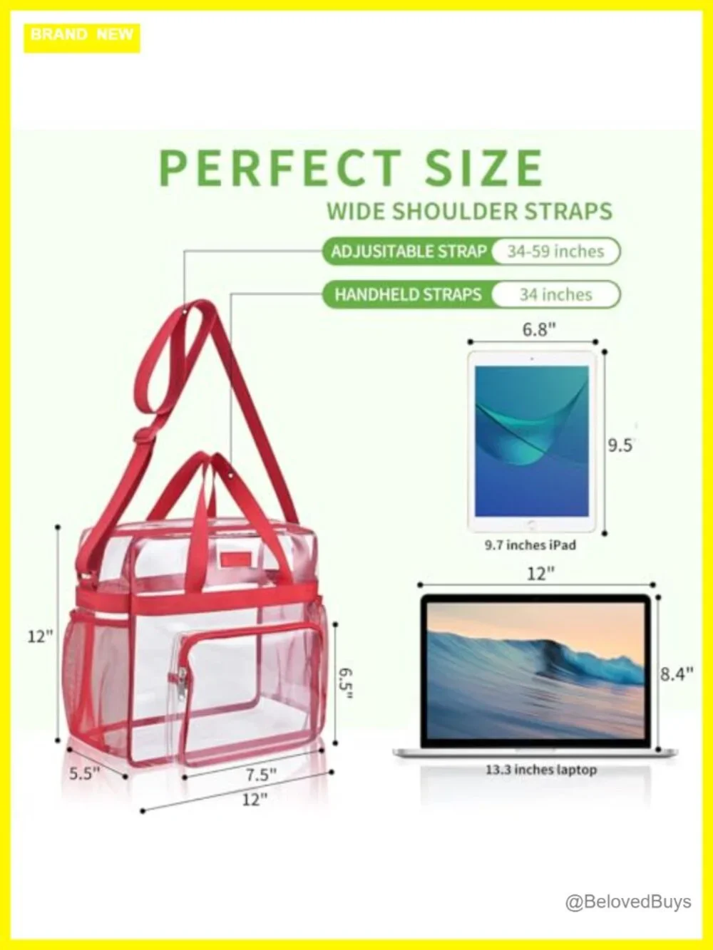 Clear Tote Bag Stadium Approved PVC Satchel Crossbody Work Sport